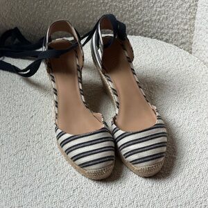 J Crew Striped Espadrille Wedge Sandals